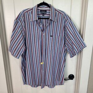 Façonnable Men’s Button Down Shirt XL – Relaxed Fit Short Sleeve Striped Casual